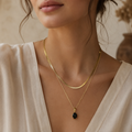 Black Onyx Snake Chain Layered Necklace