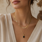 Black Onyx Snake Chain Layered Necklace