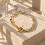 Paperclip Half Tennis Chain Bracelet
