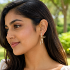 Ribbon Knot Diamond Dangler Earrings