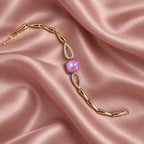 Blush Swarovski Crystal Leaf-Link Bracelet