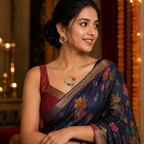 Multicolour Floral Crescent Necklace and Earrings Set