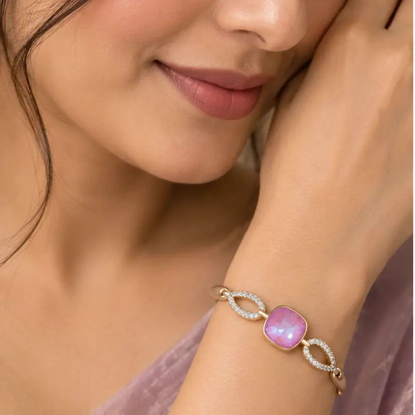 Blush Swarovski Crystal Leaf-Link Bracelet