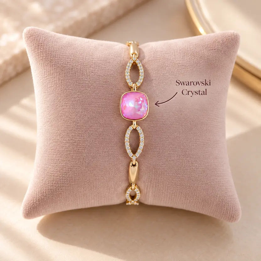 Blush Swarovski Crystal Leaf-Link Bracelet