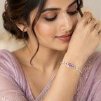 Blush Oval Swarovski crystal Floral Bracelet
