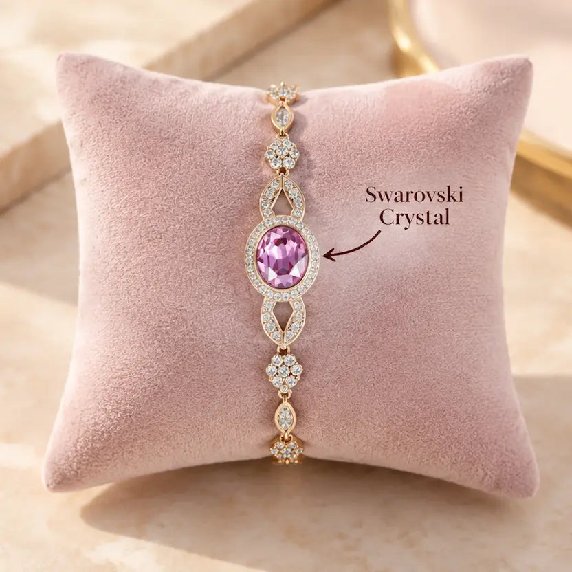 Blush Oval Swarovski crystal Floral Bracelet
