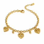 Bold Heart Drop Chain Bracelet
