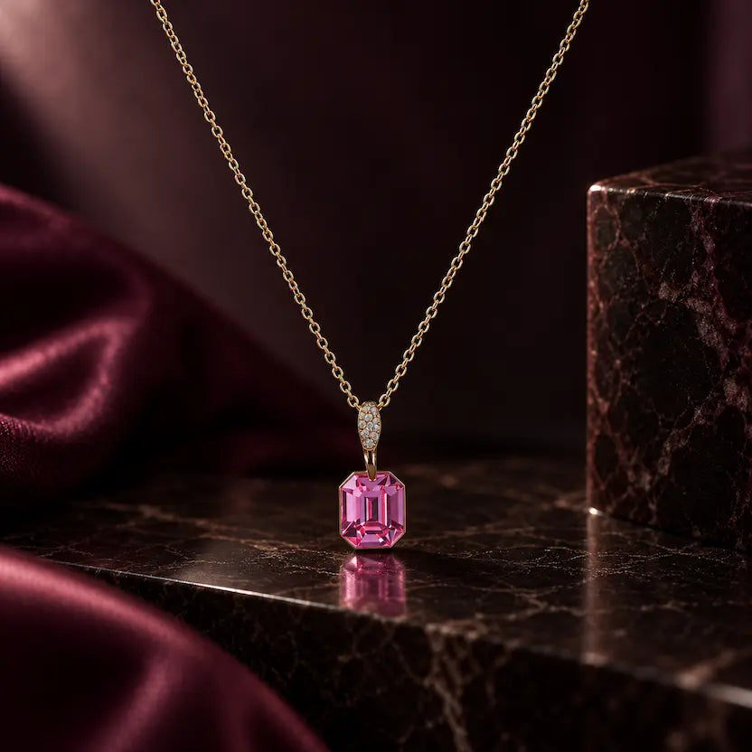 Pink Swarovski Crystal Pendant Necklace