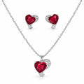 Red Heart CZ Necklace and Earrings Set