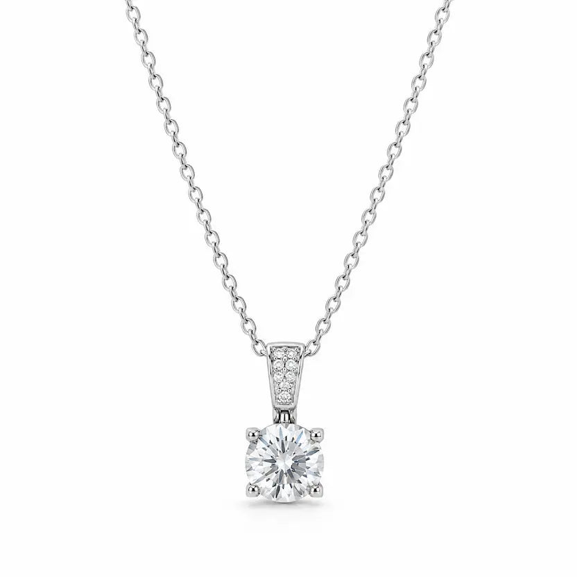 Solitaire CZ Pendant Necklace