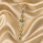 Multicolour Geometric Heart Y-Drop Gold-Tone Necklace