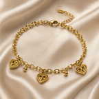 Bold Heart Drop Chain Bracelet
