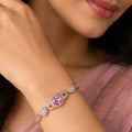 Blush Oval Crystal Floral Bracelet