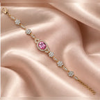 Blush Oval Swarovski crystal Floral Bracelet