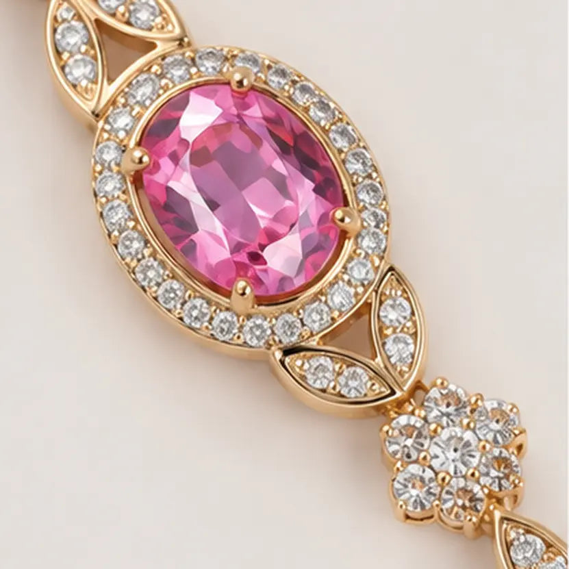 Blush Oval Swarovski crystal Floral Bracelet
