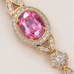 Blush Oval Swarovski crystal Floral Bracelet