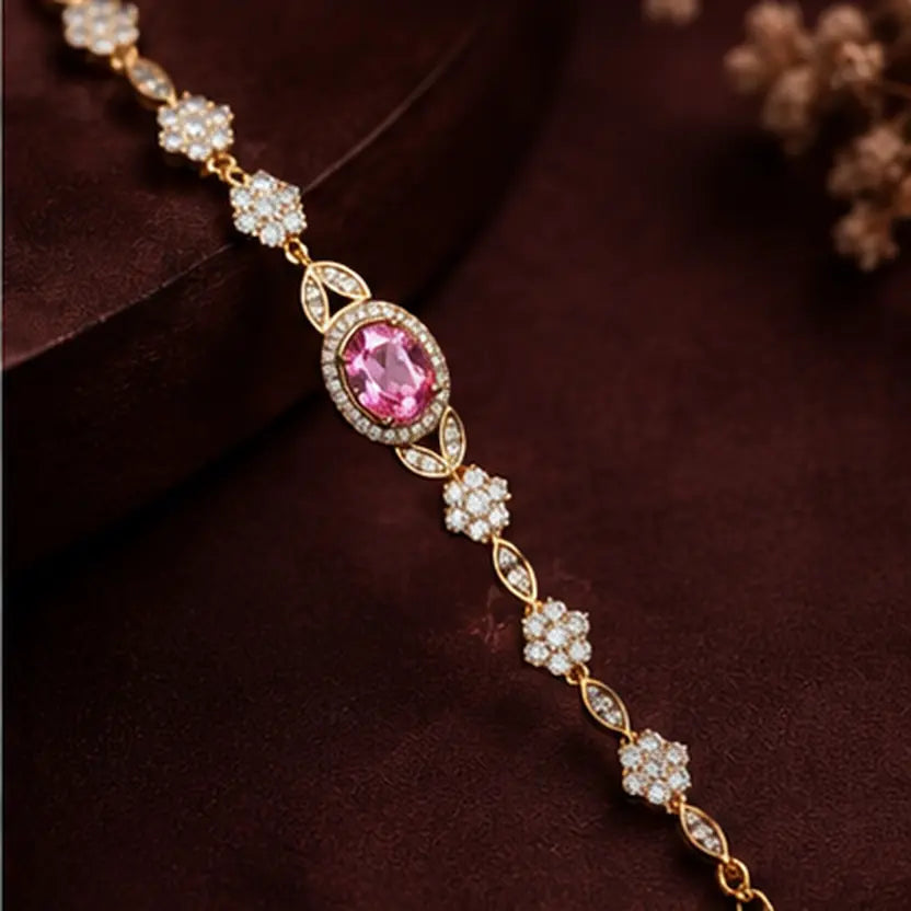 Blush Oval Swarovski crystal Floral Bracelet