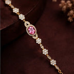 Blush Oval Swarovski crystal Floral Bracelet