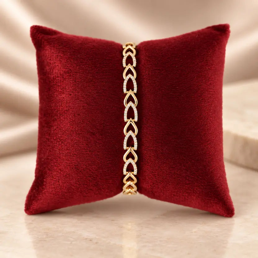 Sparkling Hollow Leaf-Link Gold-Tone Bracelet