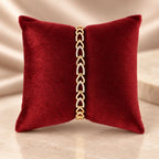 Sparkling Hollow Leaf-Link Gold-Tone Bracelet