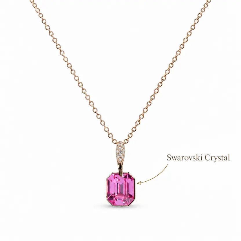 Pink Swarovski Crystal Pendant Necklace