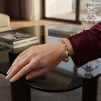 Geometric Square & Sparkling Circle Gold-Tone Bracelet
