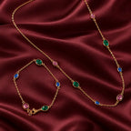 Multicolour Oval Crystal Necklace and Bracelet Set