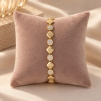 Geometric Square & Sparkling Circle Gold-Tone Bracelet
