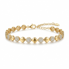 Geometric Square & Sparkling Circle Gold-Tone Bracelet