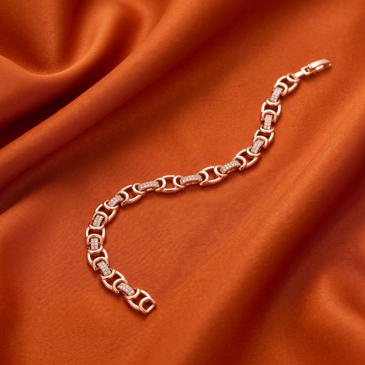 Sparkling Cylinder-Link Gold-Tone Bracelet