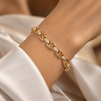 Sparkling Cylinder-Link Gold-Tone Bracelet