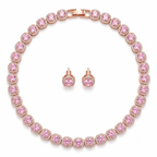Blush Pink Cushion Halo Necklace and Earrings Set
