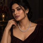 Blush Pink Cushion Halo Necklace and Earrings Set