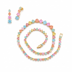 Pastel Multicolour Round Crystal Necklace and Earrings Set