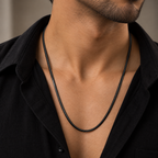Black Slim Snake Men's Chain | 22 Inch