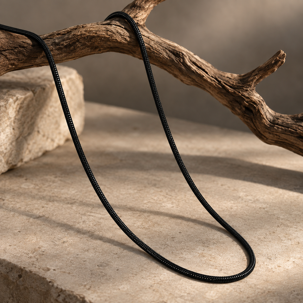 Black Slim Snake Men's Chain | 22 Inch
