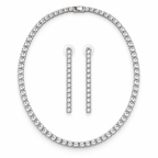 Classic White Crystal Tennis Necklace and Earrings Set
