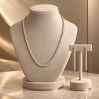 Classic White Crystal Gold-Tone Necklace and Earrings Set