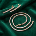 Classic White Crystal Gold-Tone Necklace and Earrings Set