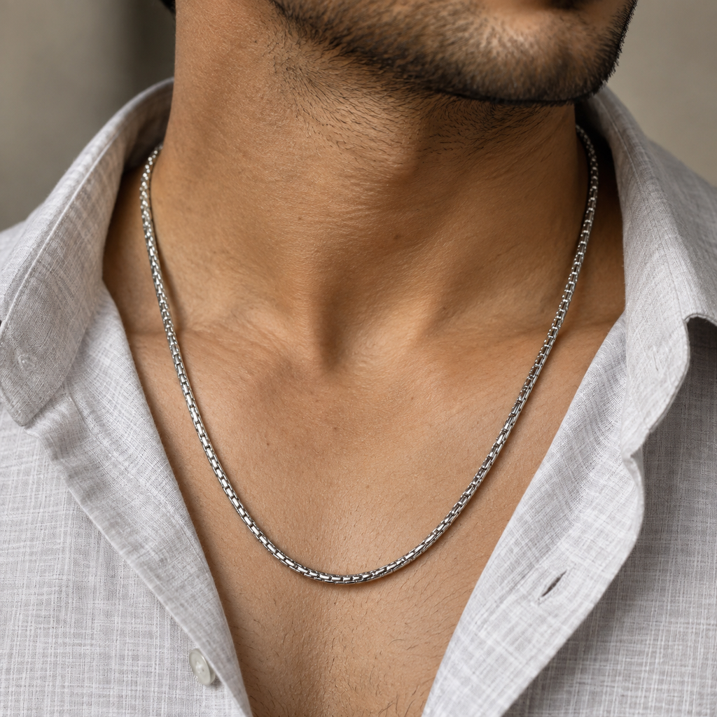 Rounded Box Men's Chain | 22 Inch