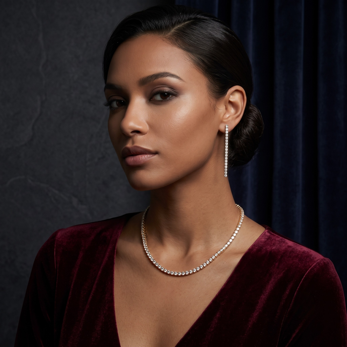 Classic White Crystal Gold-Tone Necklace and Earrings Set