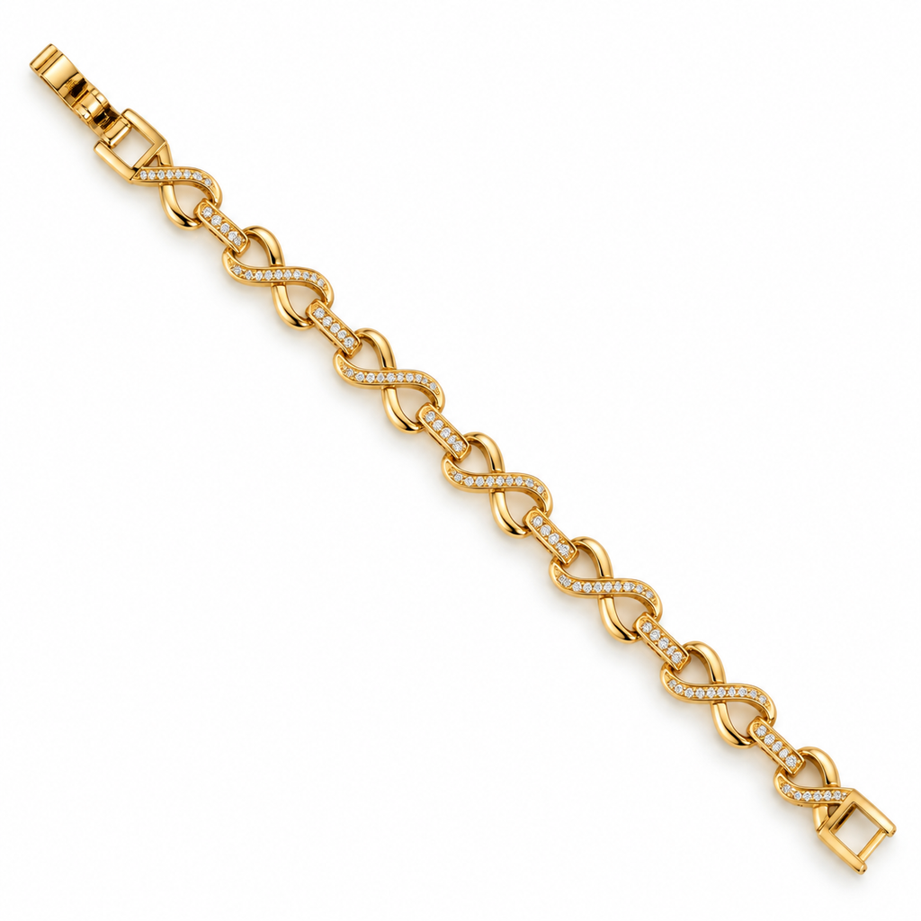 Sparkling Infinity Link Gold-Tone Bracelet