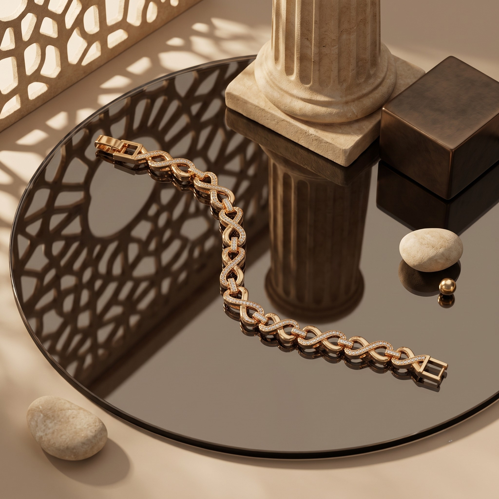 Sparkling Infinity Link Gold-Tone Bracelet