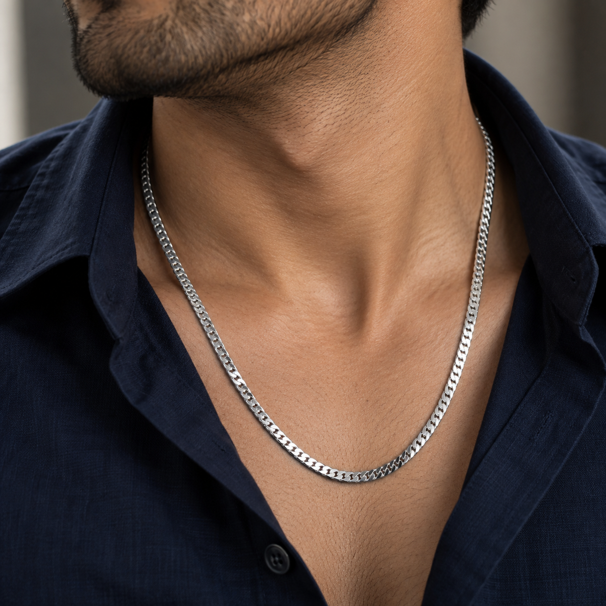 Polished Curb-Link Men's Chain | 22 Inch