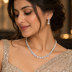 Graduated White Crystal Necklace and Earrings Set