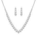 Graduated White Crystal Necklace and Earrings Set