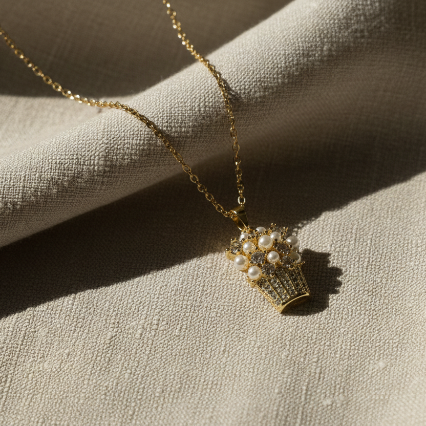 Blossom Basket Necklace close up by SVORA