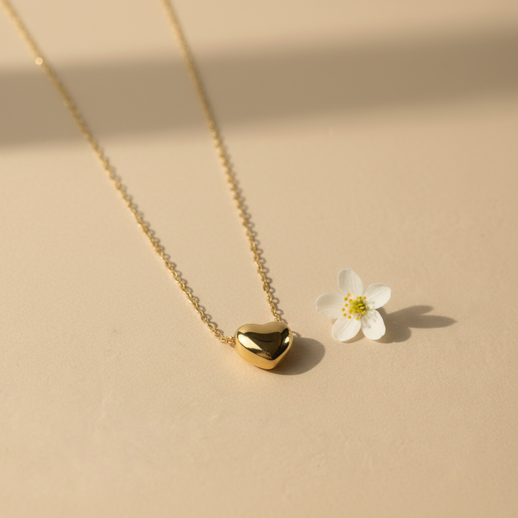 Glassy Heart Necklace side view by SVORA