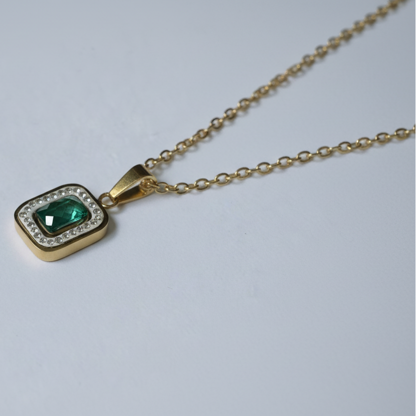 Classic Emerald Necklace angled view by SVORA