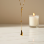 Golden Tear Drop Lariat Necklace by SVORA